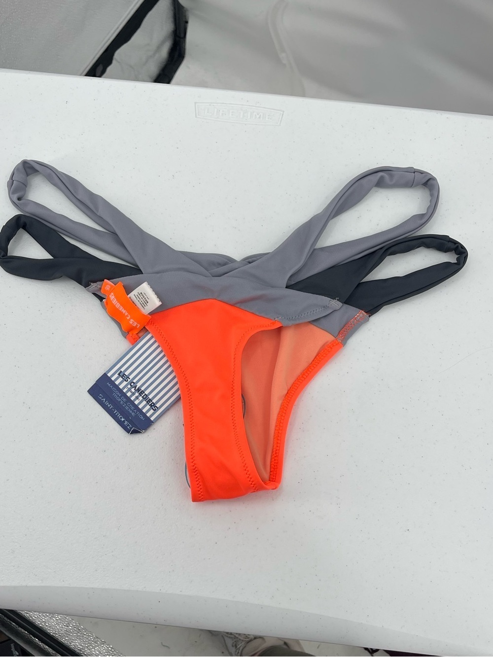 Les Canebiers NWT orange gray bikini bottom